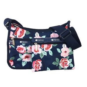 LeSportsac Classic Hobo Bag Navy Rose floral